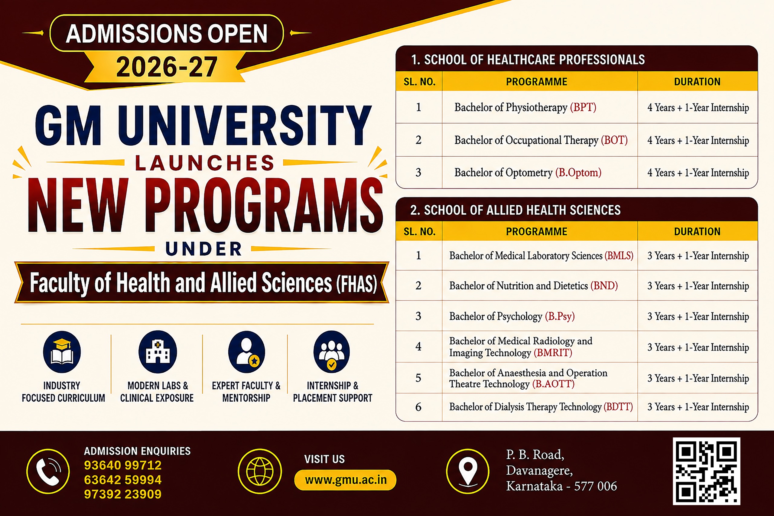GM University launches new programs under Faculty of Health and Allied Sciences - Admissions Open 2026-27